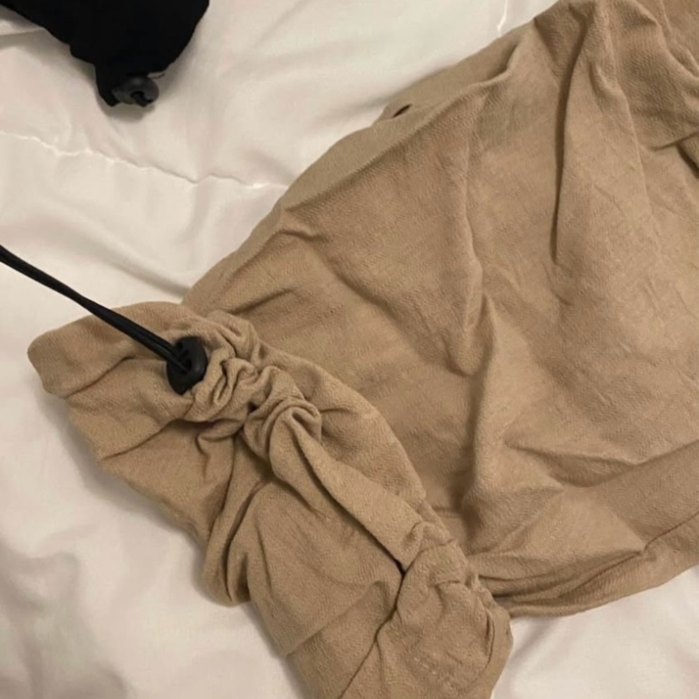 Tan Drawstring Parachute Pants - Picture 3 of 3
